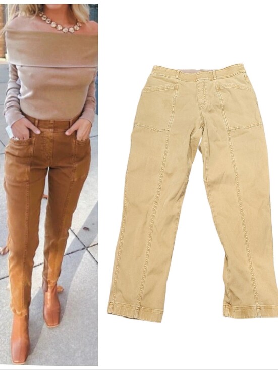 SPANX Pants - Spanx Stretch Twill Straight Leg Pants Tan Beige Size L